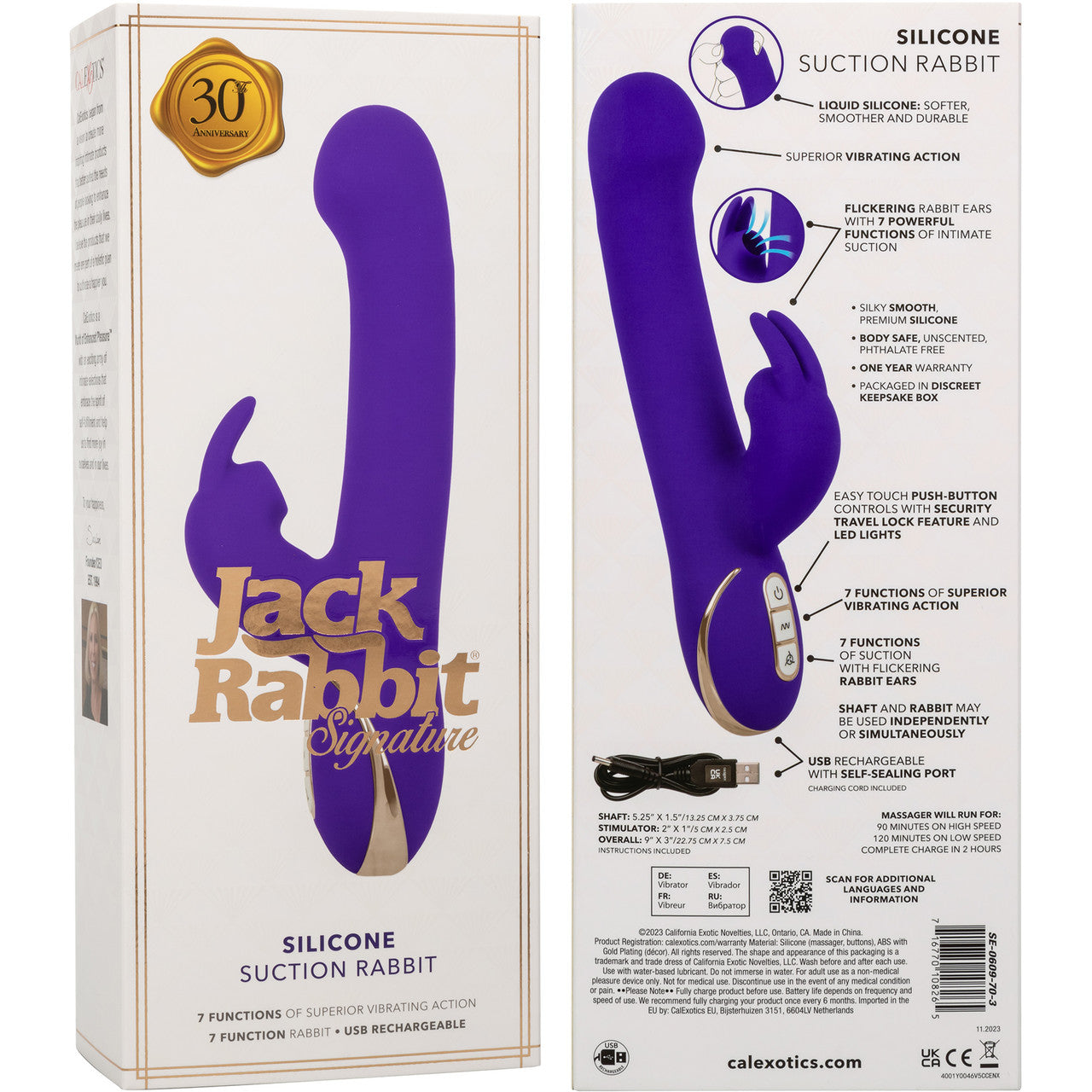 Jack Rabbit Signature Silicone Suction Rabbit Rechargeable Dual Stimulation Vibrator By CalExotics