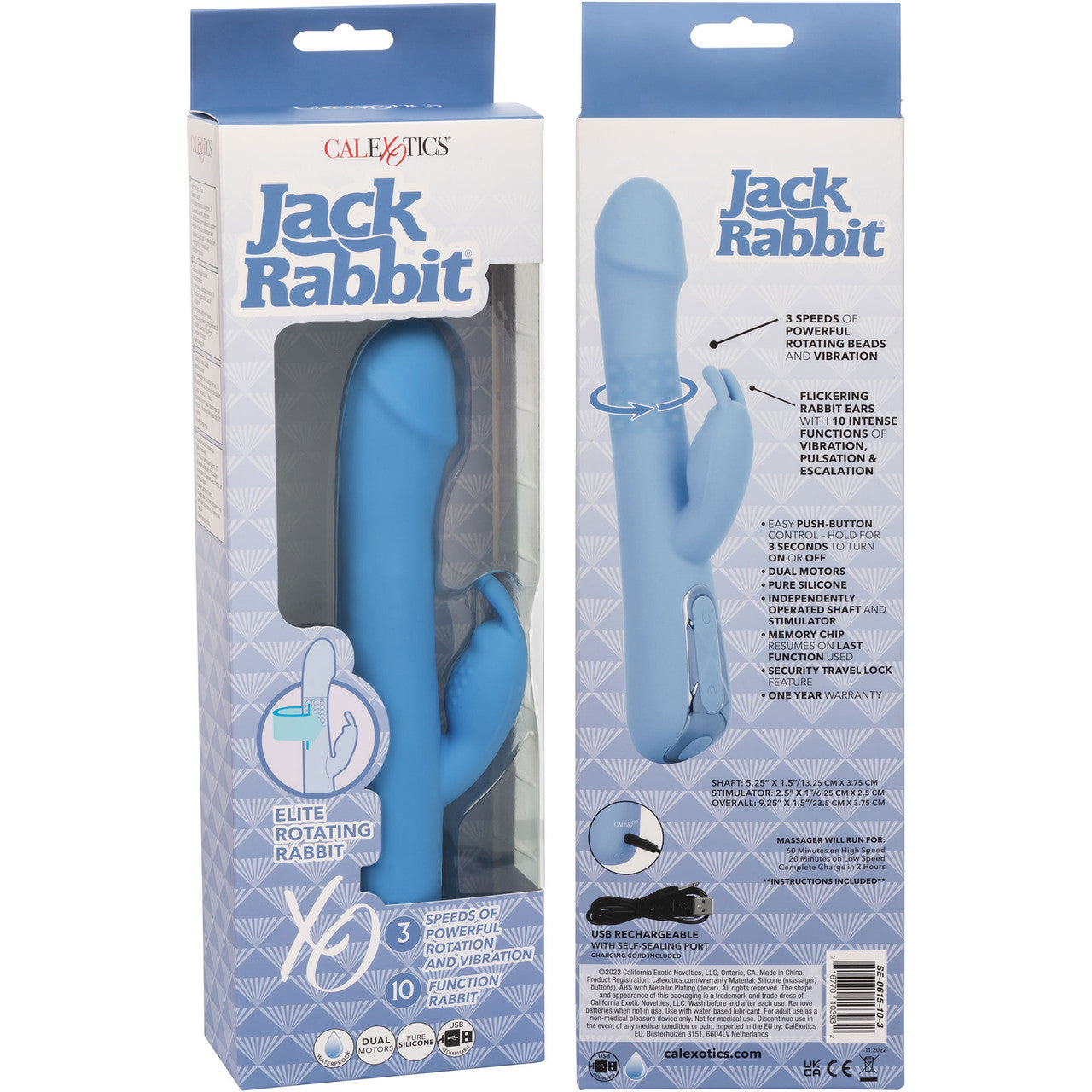 Jack Rabbit Elite Rotating Rabbit Silicone Rechargeable Dual Stimulation Vibrator By CalExotics