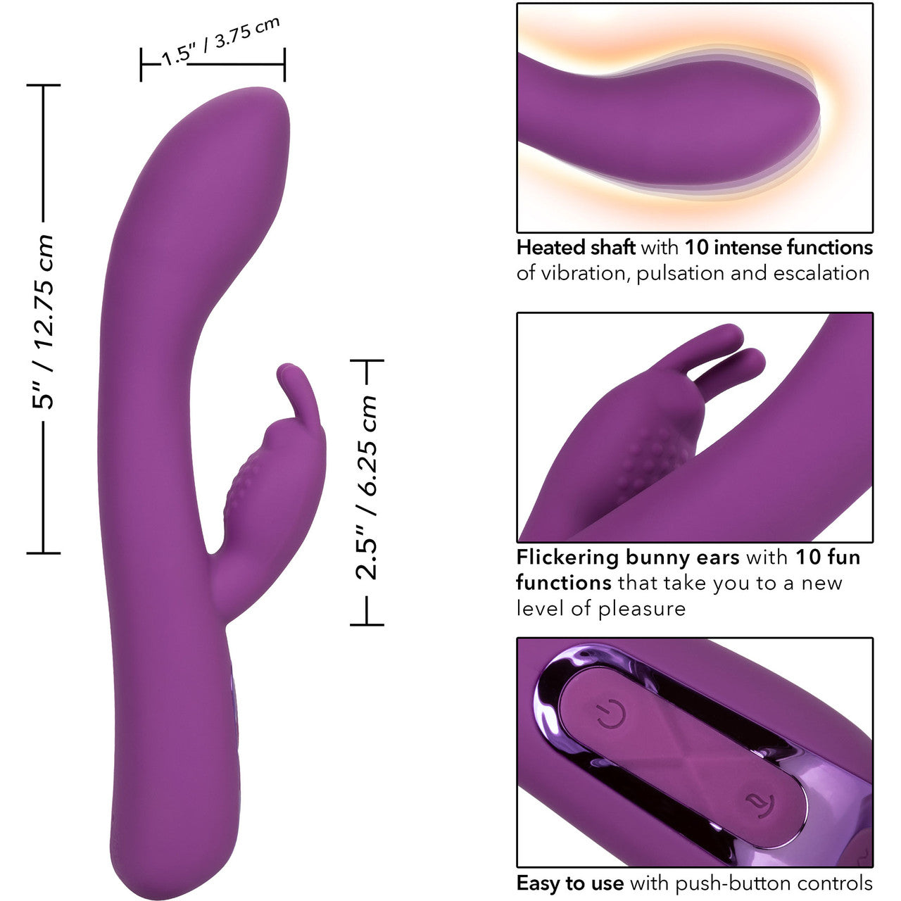 Jack Rabbit Elite Warming Rabbit Silicone Rechargeable Dual Stimulation Vibrator By CalExotics