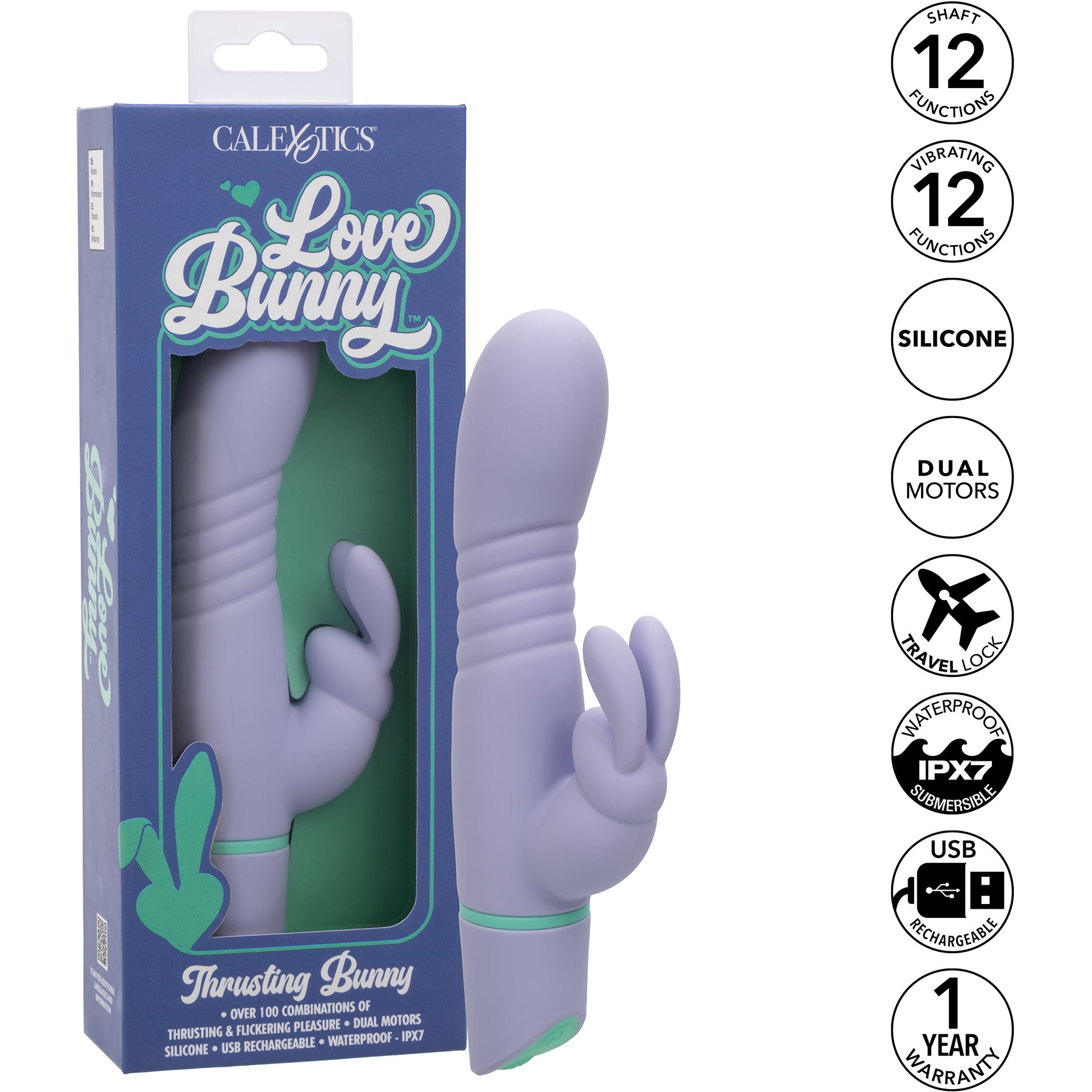 Love Bunny Thrusting Bunny Rechargeable Silicone Rabbit Style Vibrator