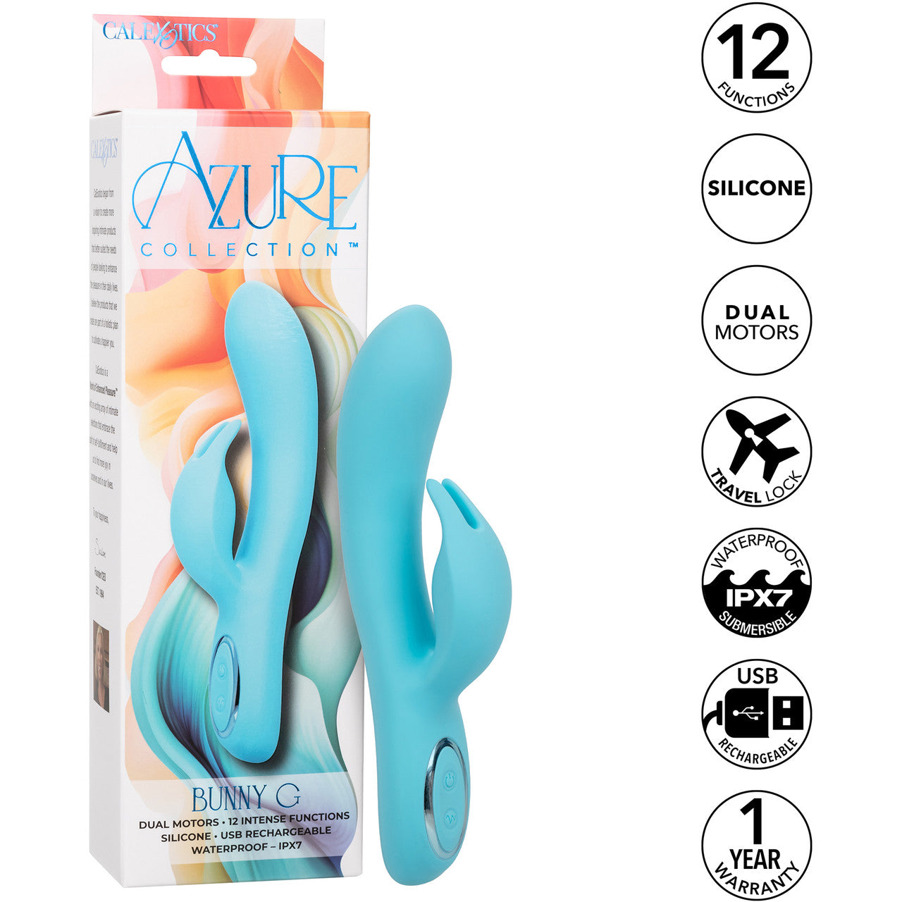 Azure Collection Bunny G Rechargeable Waterproof Silicone Rabbit Vibrator By CalExotics