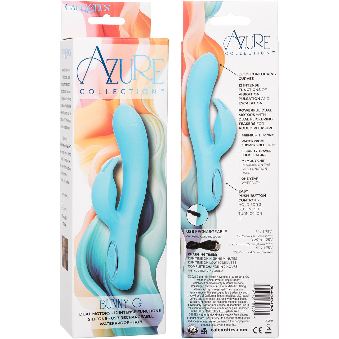 Azure Collection Bunny G Rechargeable Waterproof Silicone Rabbit Vibrator By CalExotics