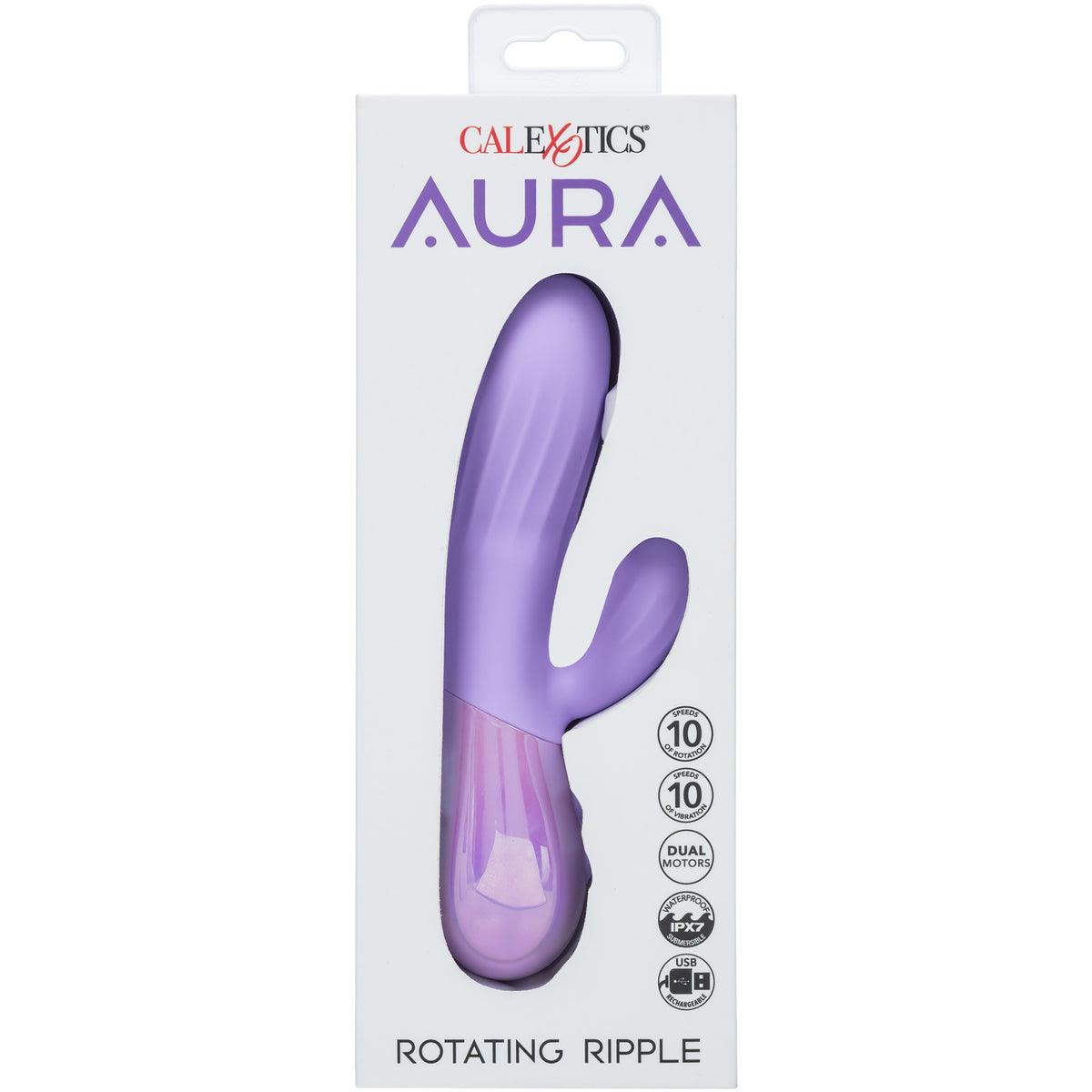 Aura Rotating Ripple Rechargeable Silicone Rotating Rabbit Vibrator By CalExotics