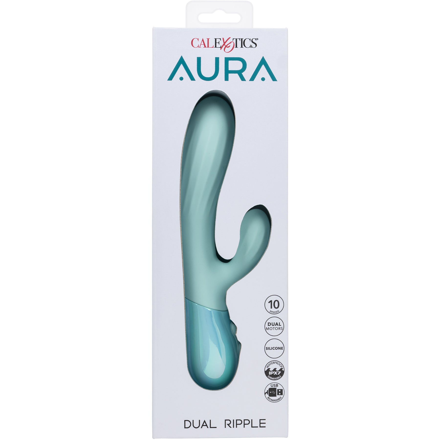 Aura Dual Ripple Rechargeable Silicone Rabbit Vibrator By CalExotics