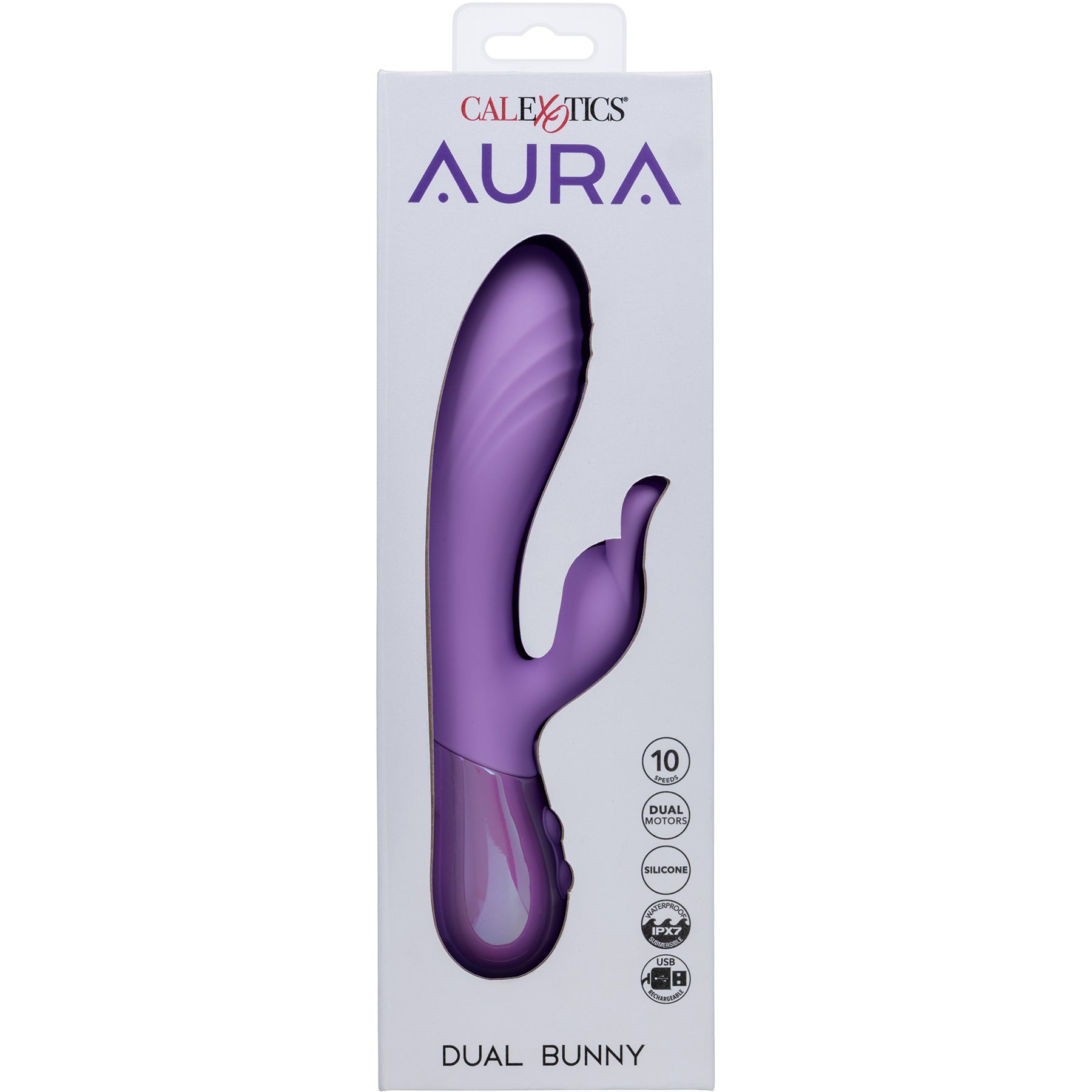 Aura Dual Bunny Rechargeable Silicone Rabbit Vibrator By CalExotics