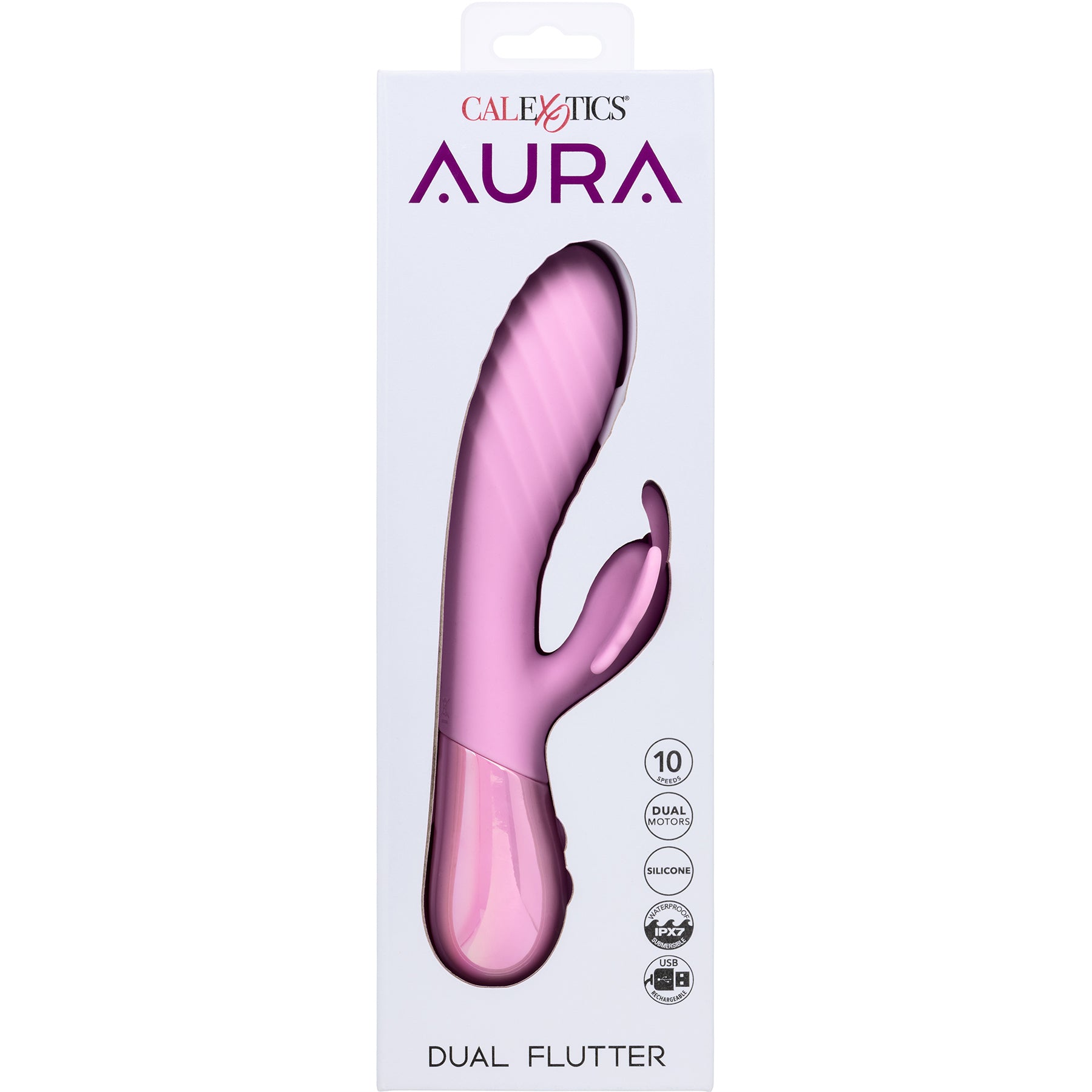 Aura Dual Flutter Rechargeable Silicone Rabbit Vibrator By CalExotics