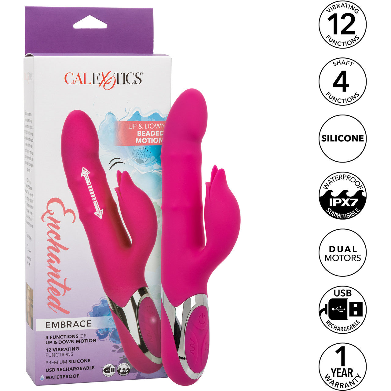 Enchanted Embrace Rechargeable Thrusting Beads Dual Stimulation Vibrator By CalExotics