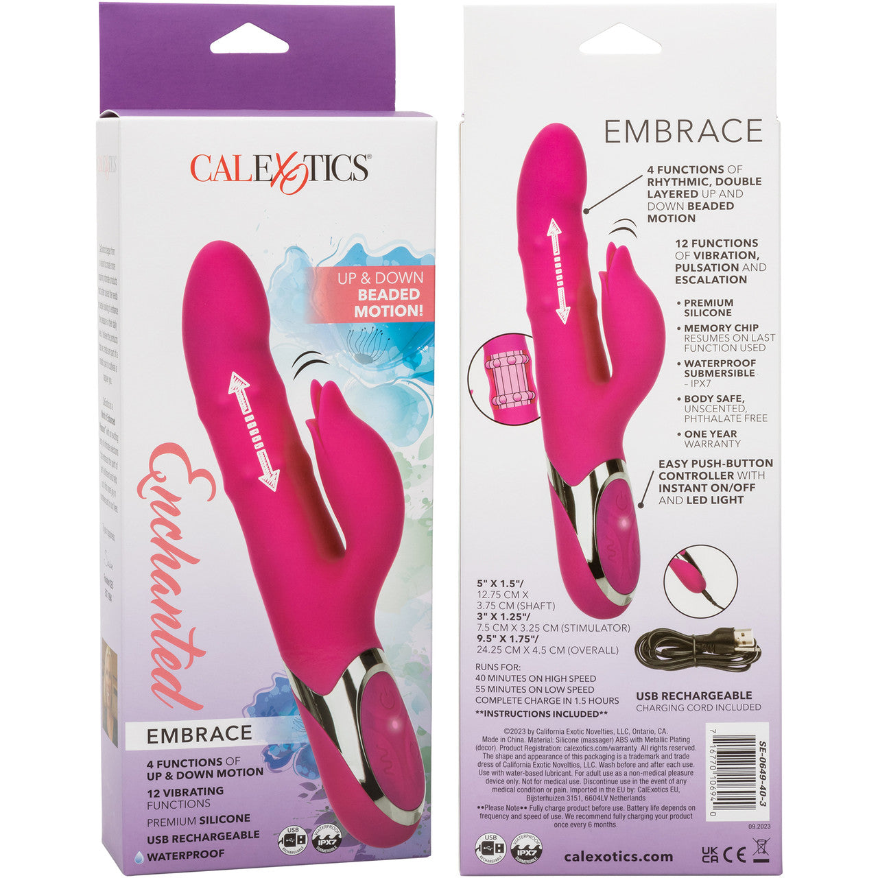 Enchanted Embrace Rechargeable Thrusting Beads Dual Stimulation Vibrator By CalExotics