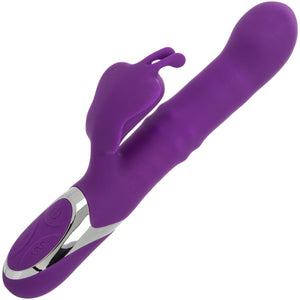 Enchanted Flutter Rechargeable Thrusting & Rotating Beads Dual Stimulation Vibrator By CalExotics - Purple