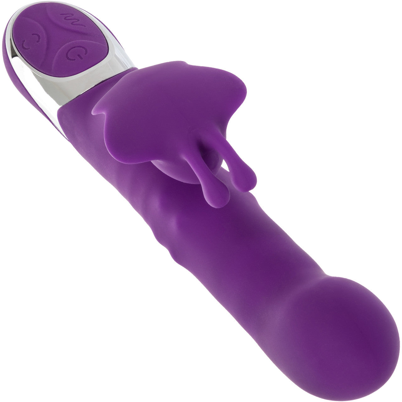 Enchanted Flutter Rechargeable Thrusting & Rotating Beads Dual Stimulation Vibrator By CalExotics - Purple