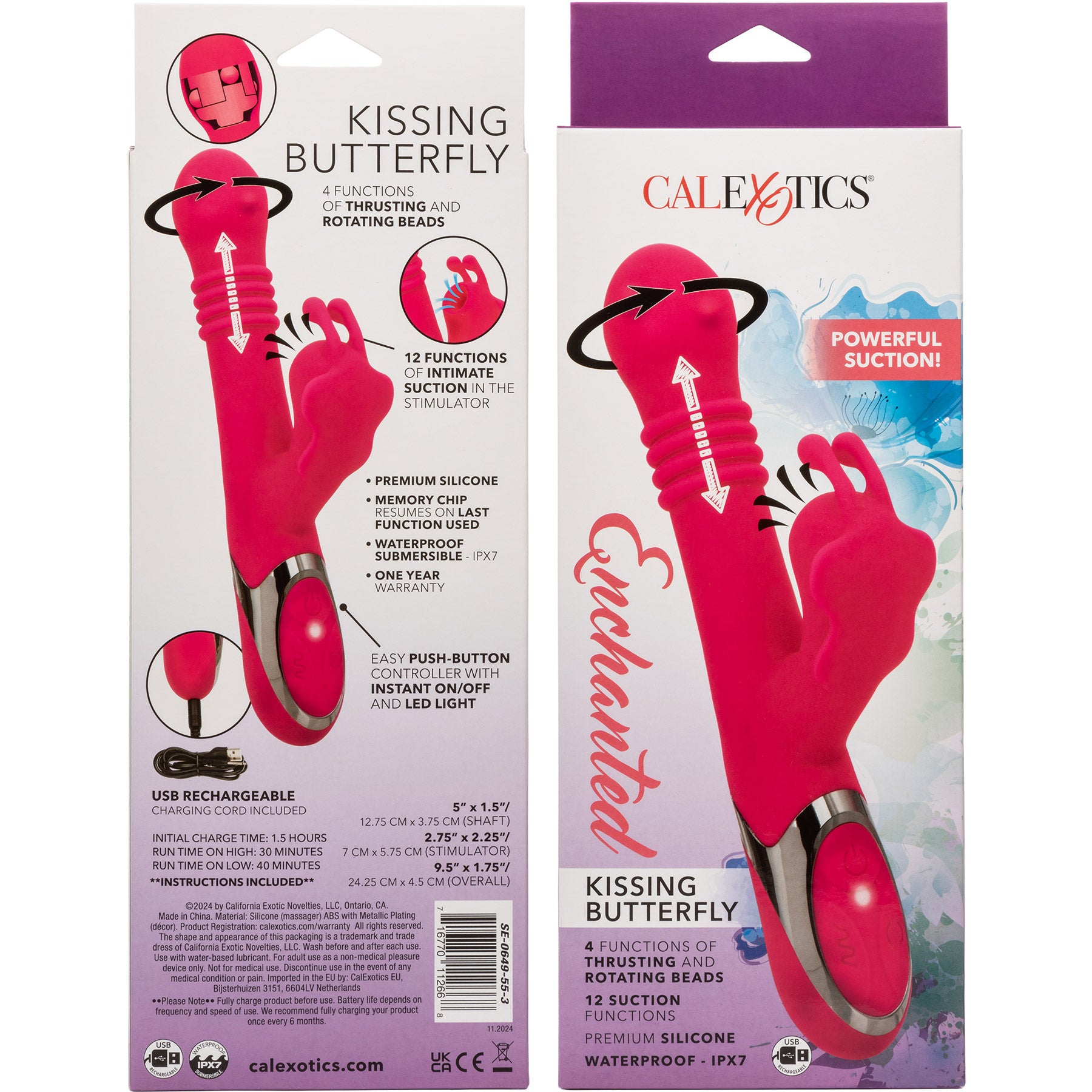 Enchanted Kissing Butterfly Thrusting & Rotating Vibrator With Clitoral Stimulator By CalExotics