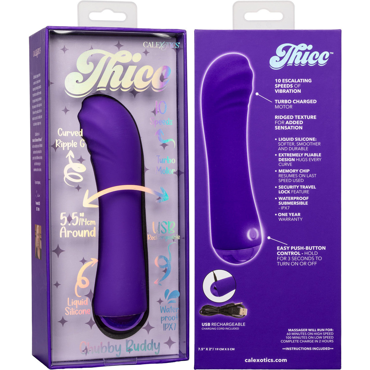 Thicc Chubby Buddy Rechargeable Waterproof Silicone G-Spot Vibrator By CalExotics - Purple