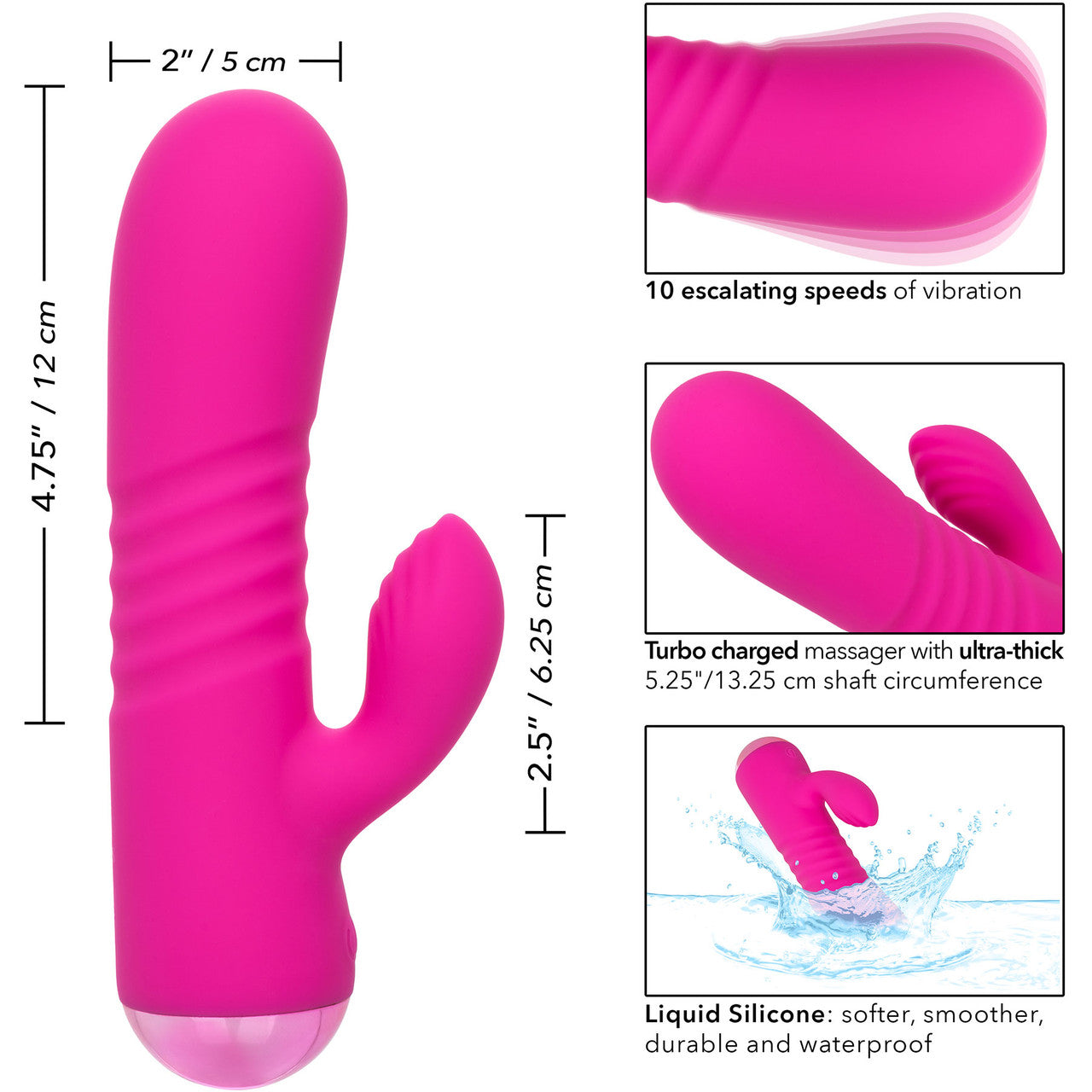 Thicc Chubby Honey Rechargeable Waterproof Silicone Dual Stimulation Vibrator By CalExotics - Pink