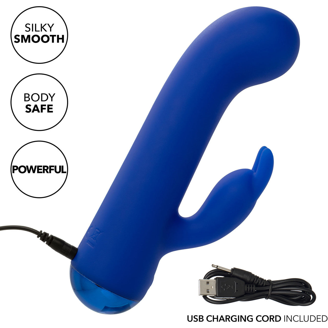 Thicc Chubby Bunny Rechargeable Waterproof Silicone Rabbit Vibrator By CalExotics - Blue