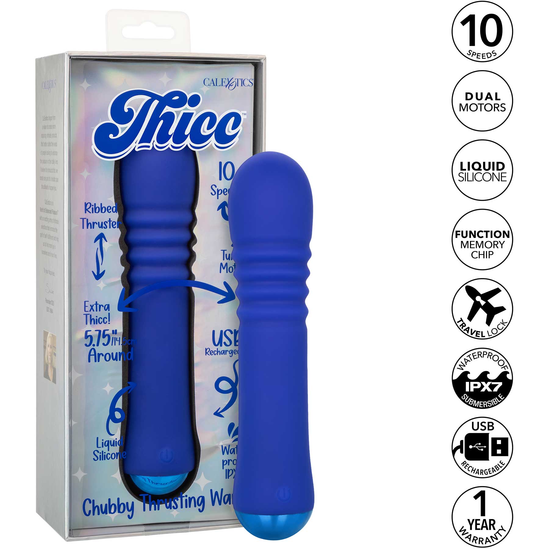 Thicc™ Chubby Rechargeable Silicone Vibrating Thrusting Wand