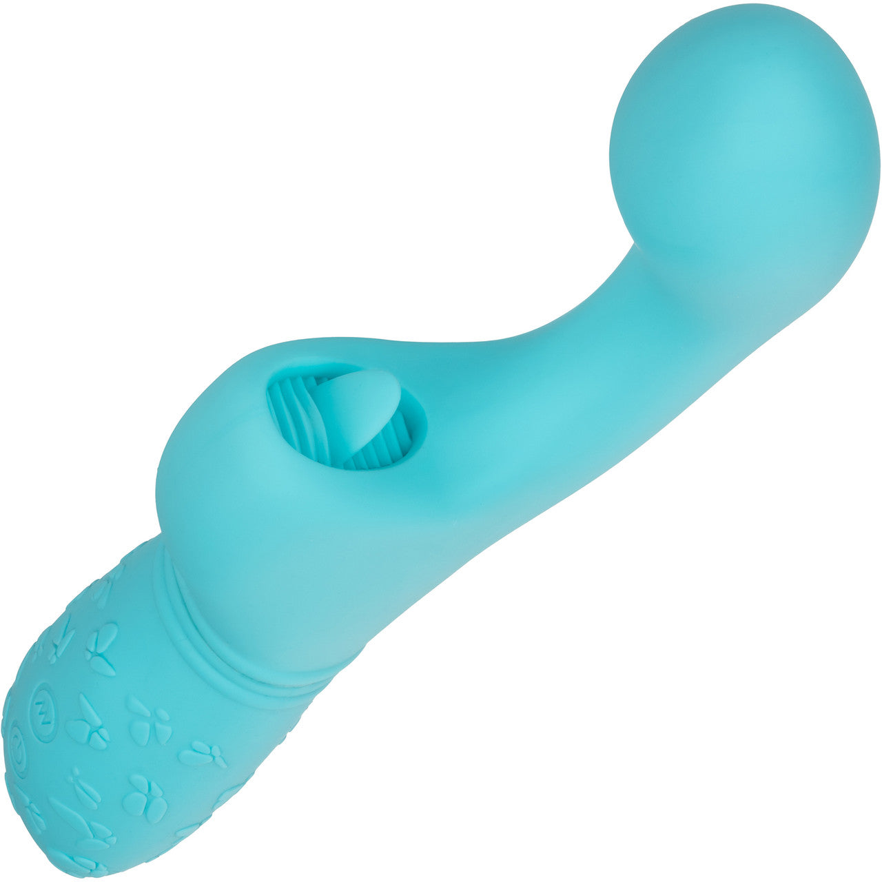 Rechargeable Butterfly Kiss Silicone Flicker Dual Stimulation Vibrator By CalExotics - Blue