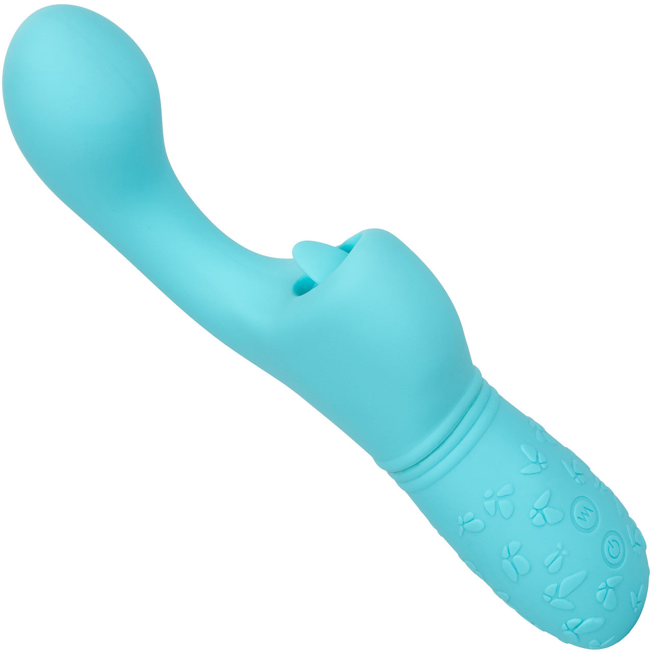 Rechargeable Butterfly Kiss Silicone Flicker Dual Stimulation Vibrator By CalExotics - Blue