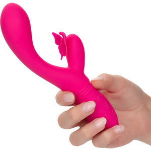 Rechargeable Butterfly Kiss Silicone Flutter Dual Stimulation Vibrator By CalExotics - Pink