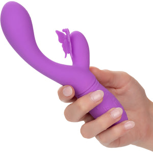 Rechargeable Butterfly Kiss Silicone Flutter Dual Stimulation Vibrator By CalExotics - Purple