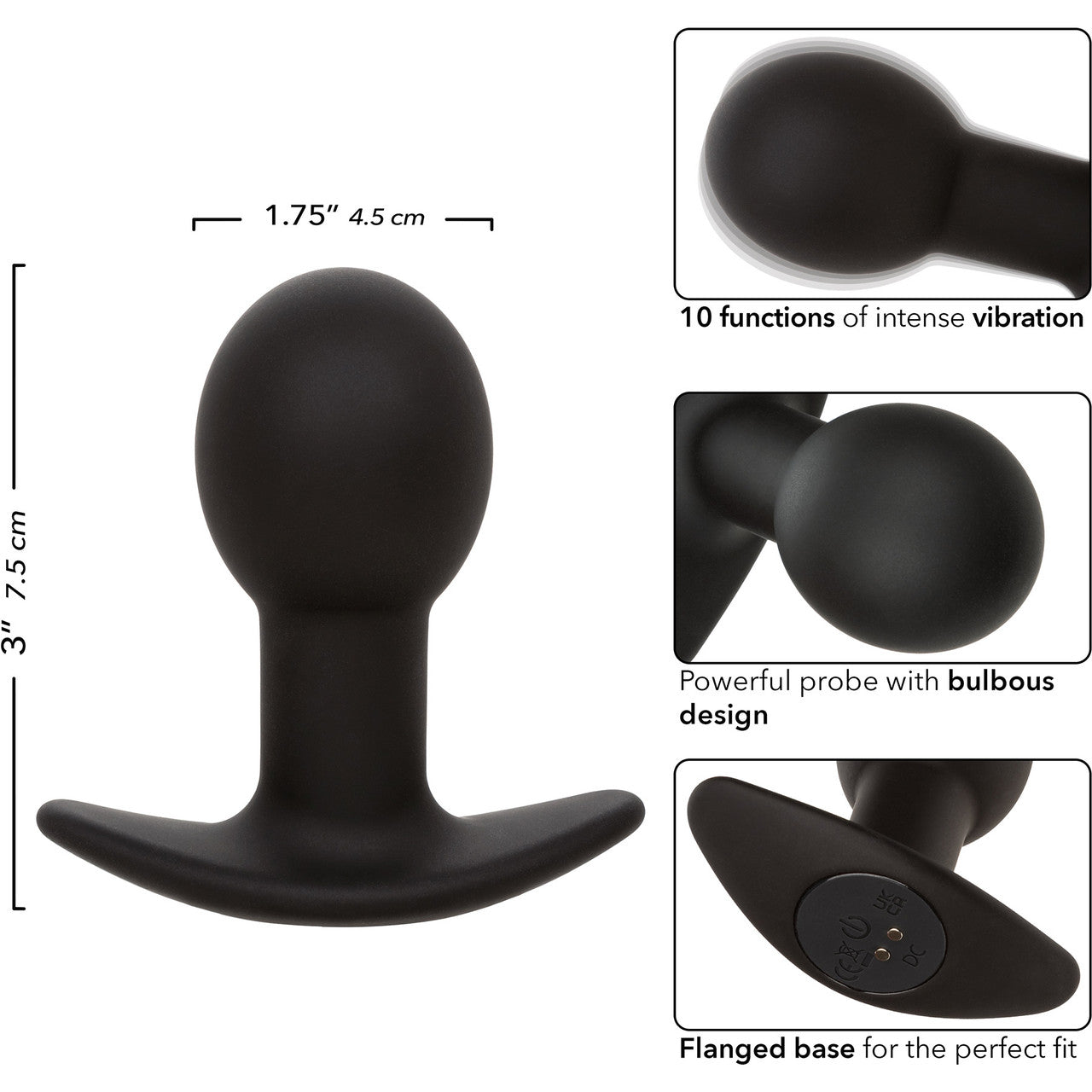 Rock Bottom Pop Probe Rechargeable Waterproof Silicone Vibrating Butt Plug By CalExotics