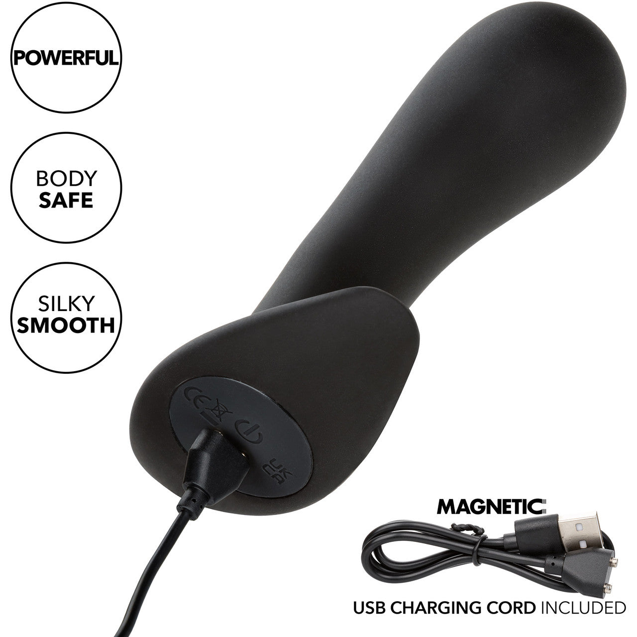 Rock Bottom Curved Probe Rechargeable Waterproof Silicone Vibrating Prostate Massager By CalExotics