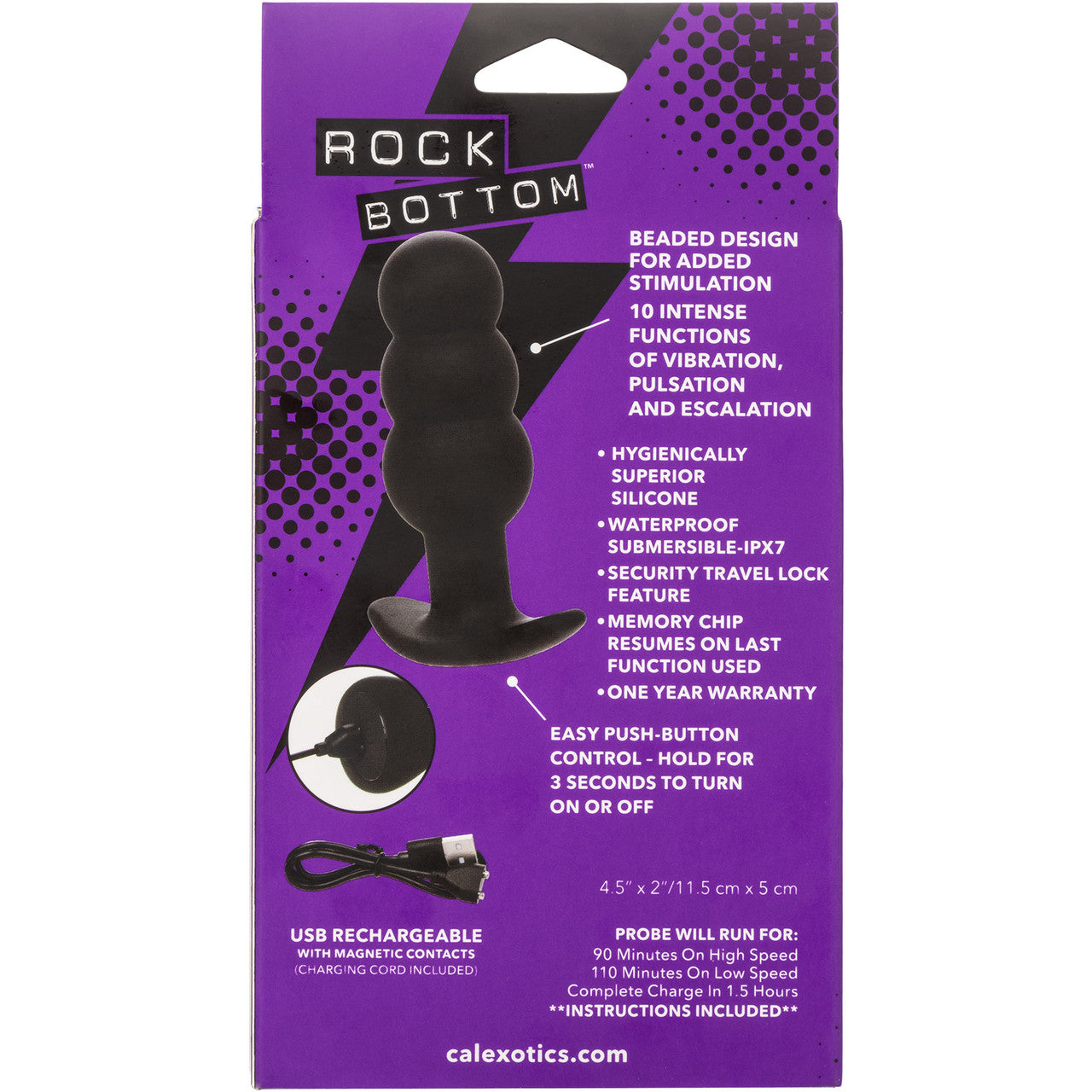 Rock Bottom Beaded Probe Rechargeable Waterproof Silicone Vibrating Butt Plug By CalExotics