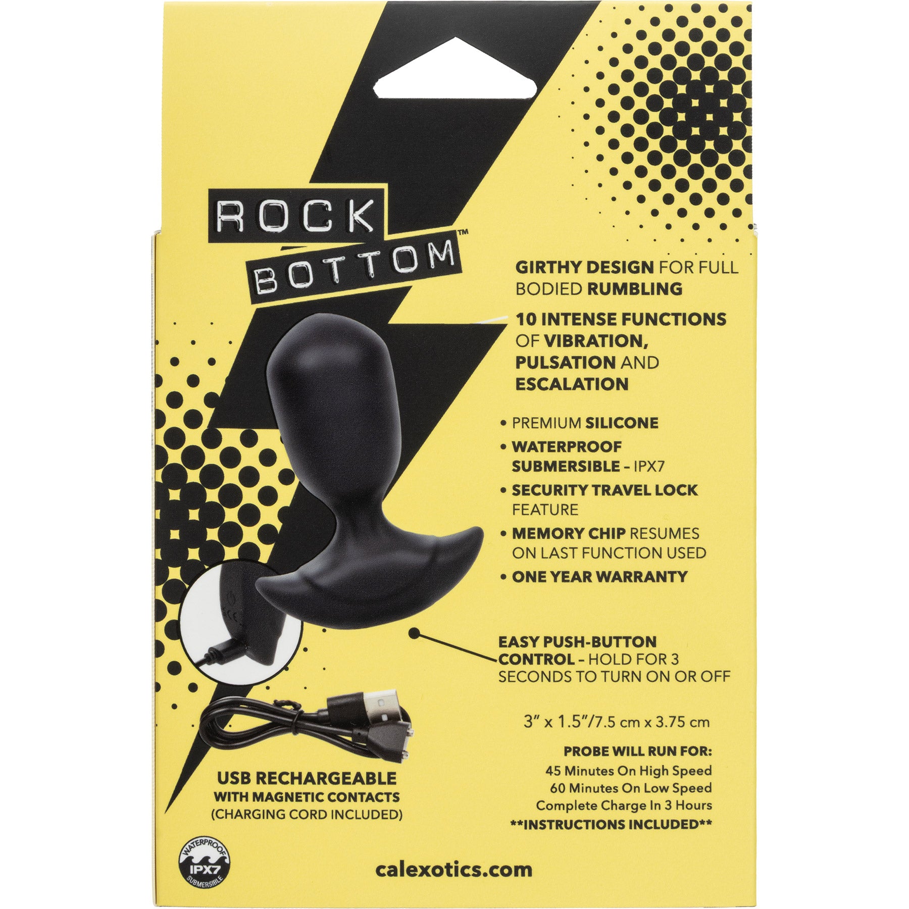 Rock Bottom™ Rumbling Torpedo Probe Rechargeable Waterproof Silicone Vibrating Butt Plug