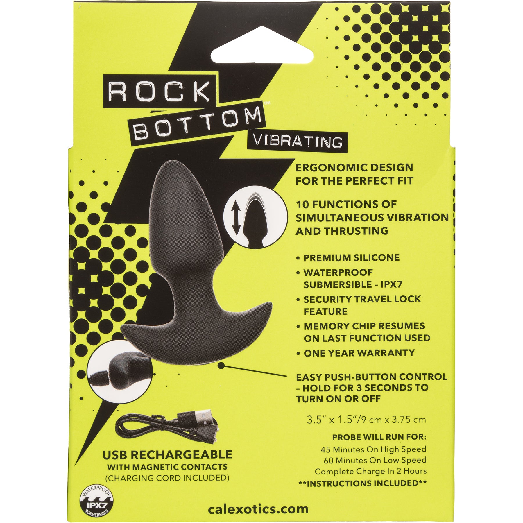 Rock Bottom™ Vibrating Thrusting Probe Rechargeable Waterproof Silicone Butt Plug