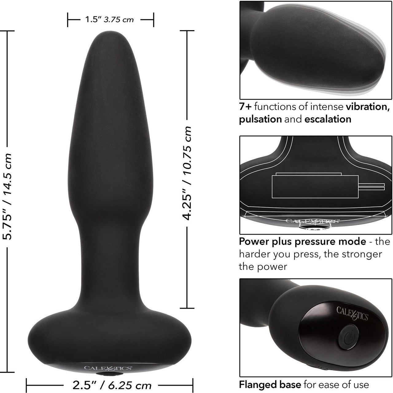 Bionic Pressure Rimming Probe Rechargeable Silicone Anal Stimulator By CalExotics - Black