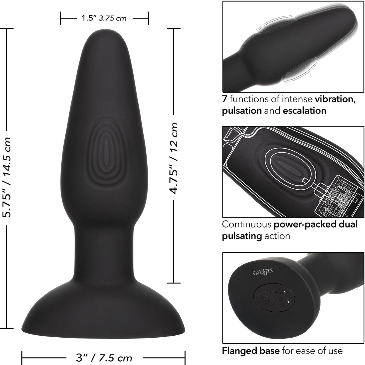 Bionic Dual Pulsating Probe Rechargeable Silicone Anal Stimulator By CalExotics - Black