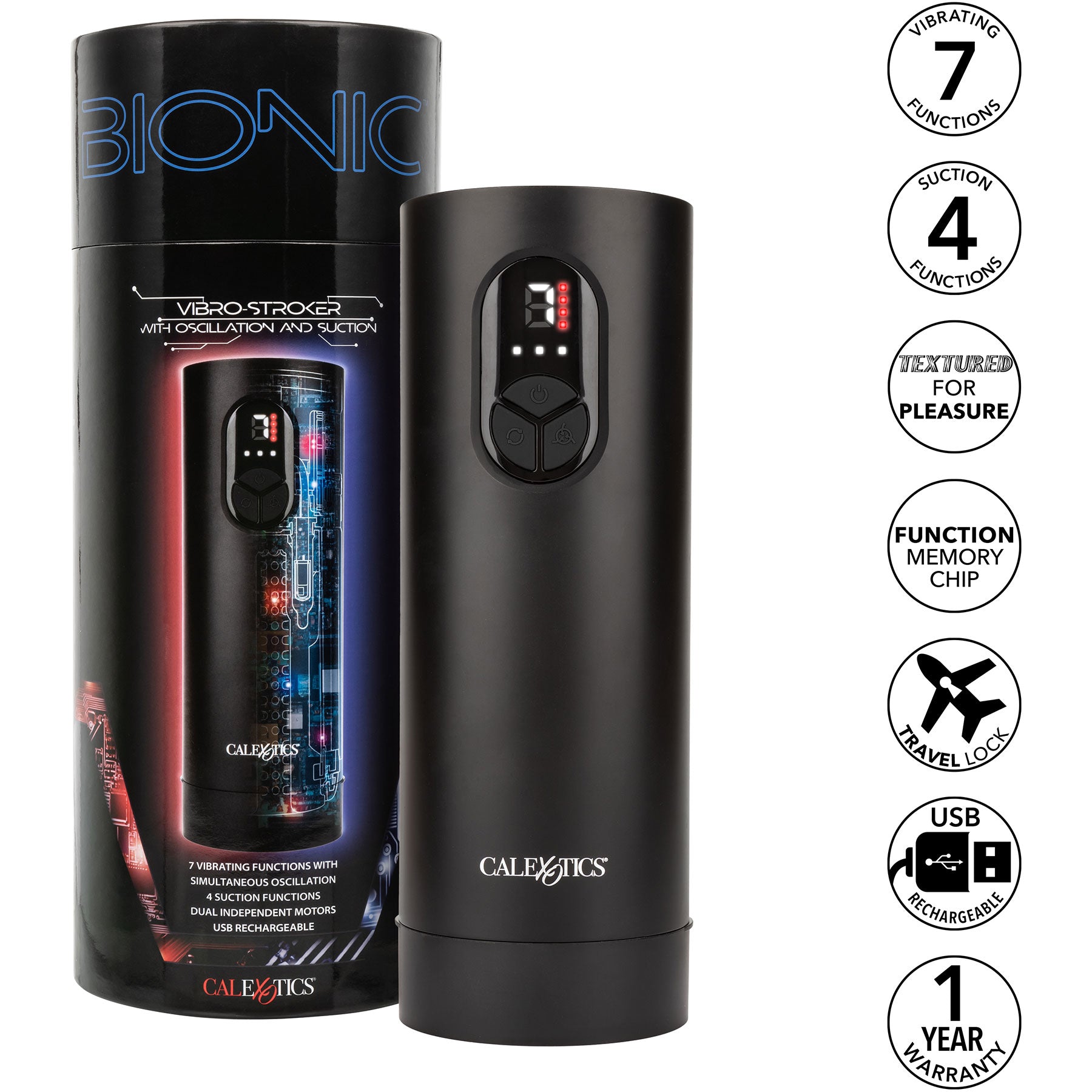 Bionic Sucking and Vibrating Penis Masturbator By CalExotics Bionic Sucking and Vibrating Penis Masturbator By CalExotics