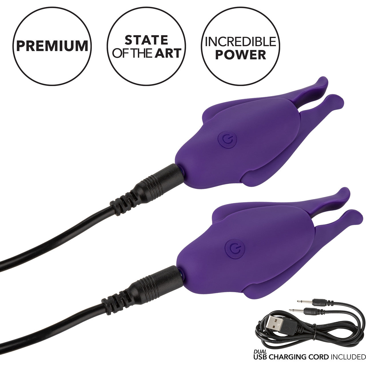 Nipple Play Nipplettes Rechargeable Vibrating Nipple Clamps By CalExotics - Purple