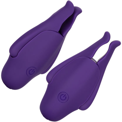 Nipple Play Nipplettes Rechargeable Vibrating Nipple Clamps By CalExotics - Purple