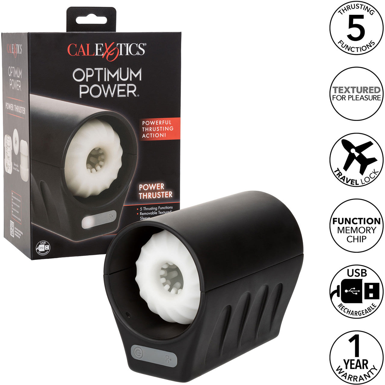 Optimum Power 5 Function Power Thruster Rechargeable Penis Masturbator By CalExotics