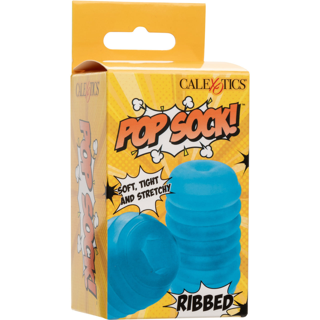 Pop Sock! Ribbed Reversible Open Ended Penis Stroker By CalExotics - Blue