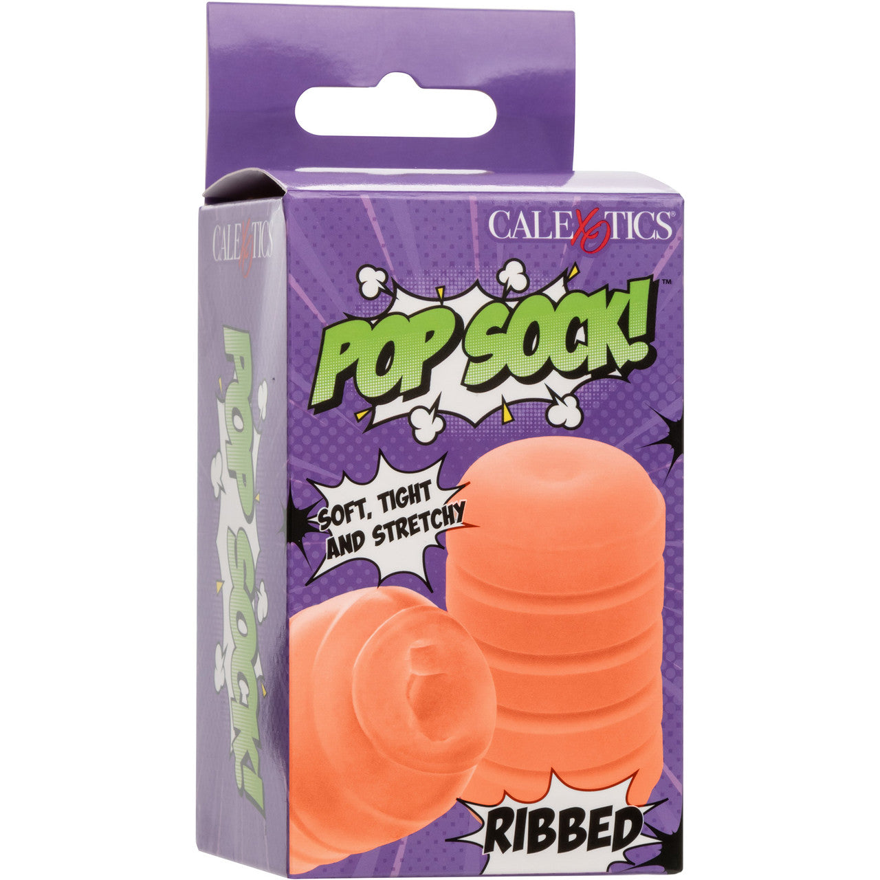 Pop Sock! Ribbed Reversible Open Ended Penis Stroker By CalExotics - Orange