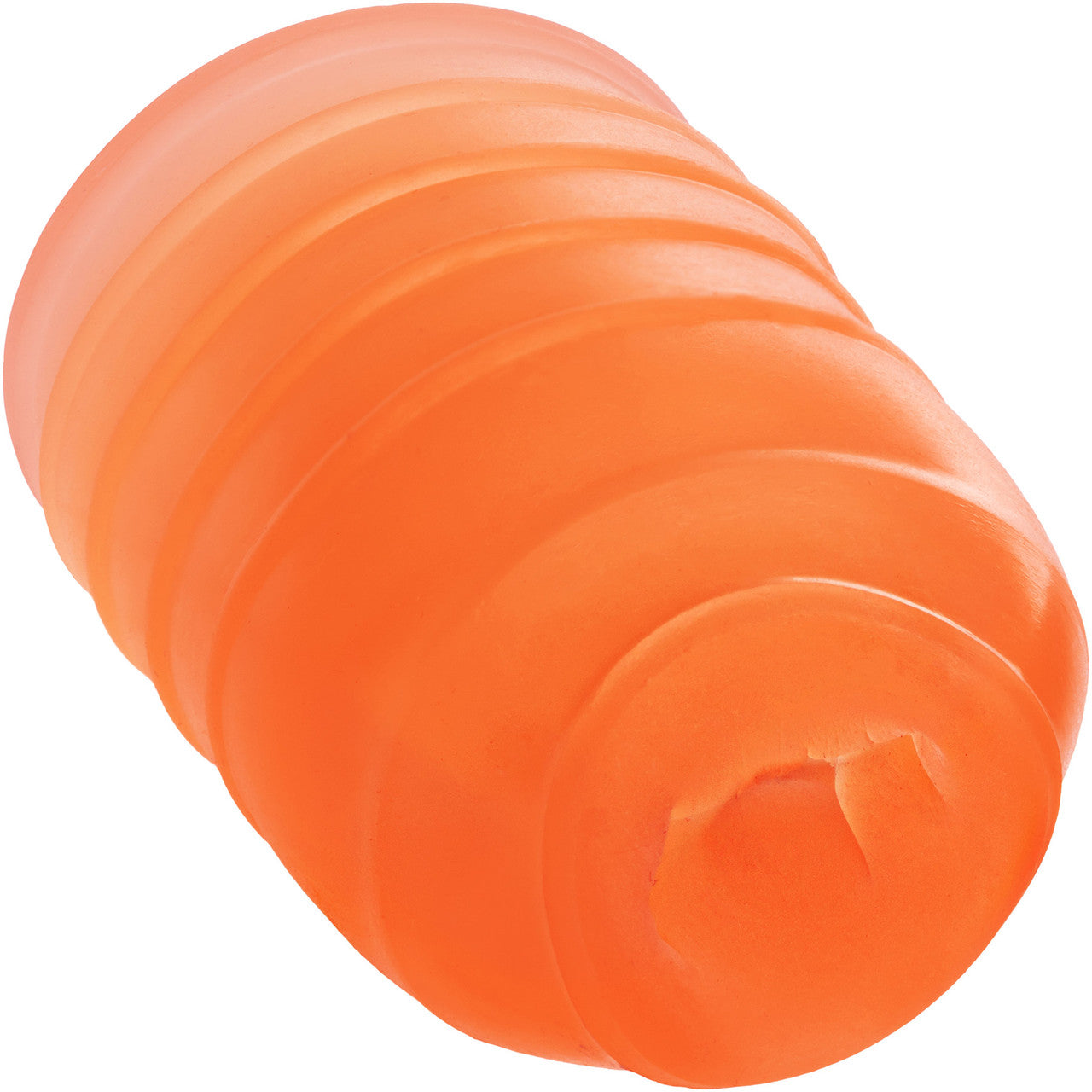 Pop Sock! Ribbed Reversible Open Ended Penis Stroker By CalExotics - Orange