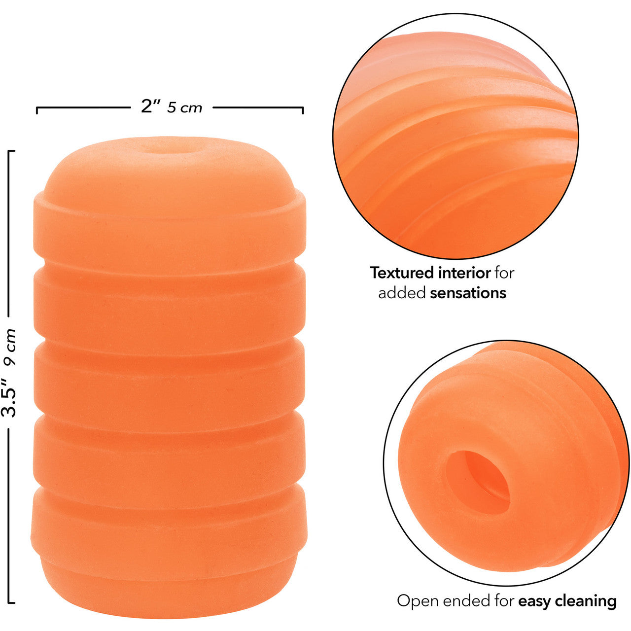 Pop Sock! Ribbed Reversible Open Ended Penis Stroker By CalExotics - Orange