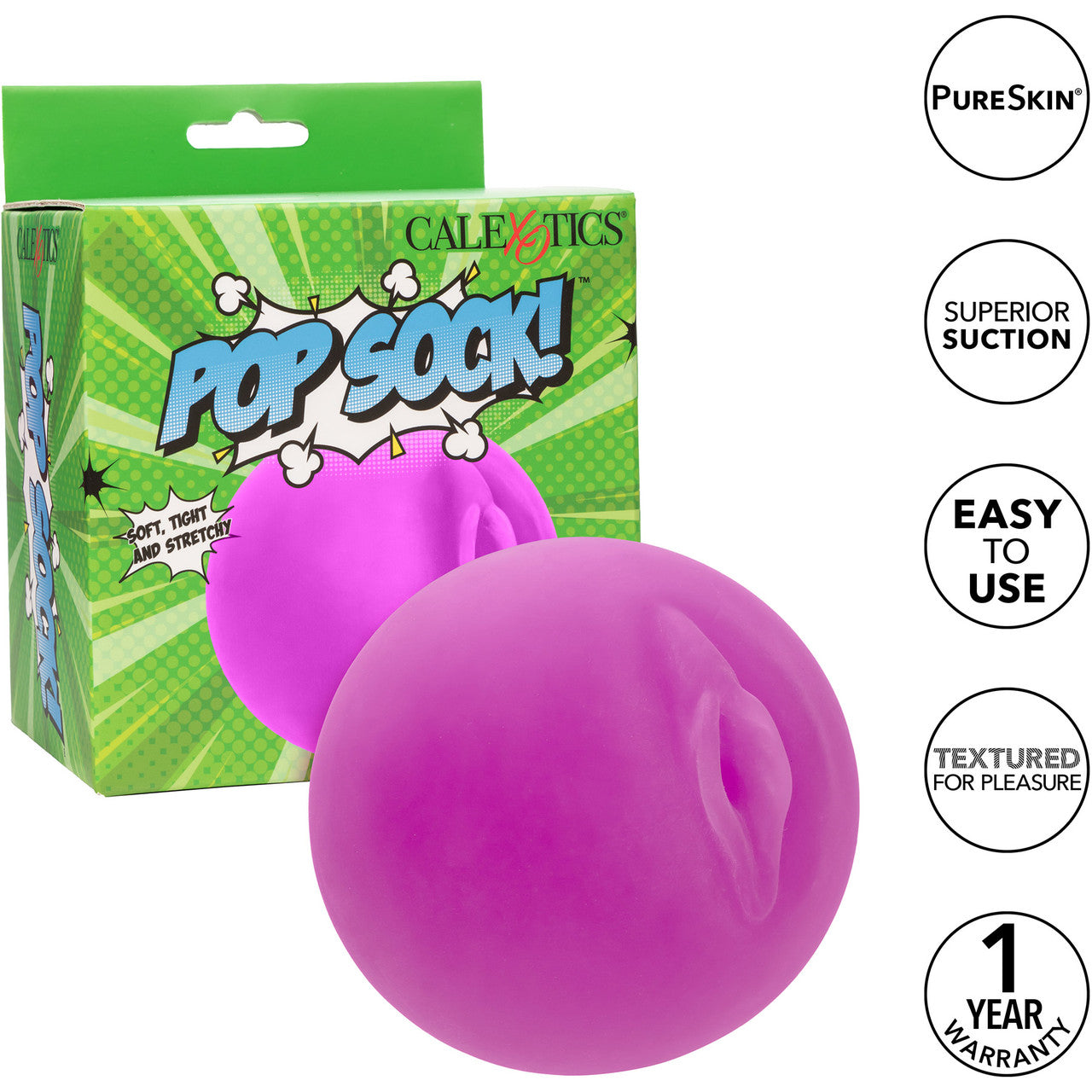 Pop Sock! Pussy Penis Stroker By CalExotics - Purple