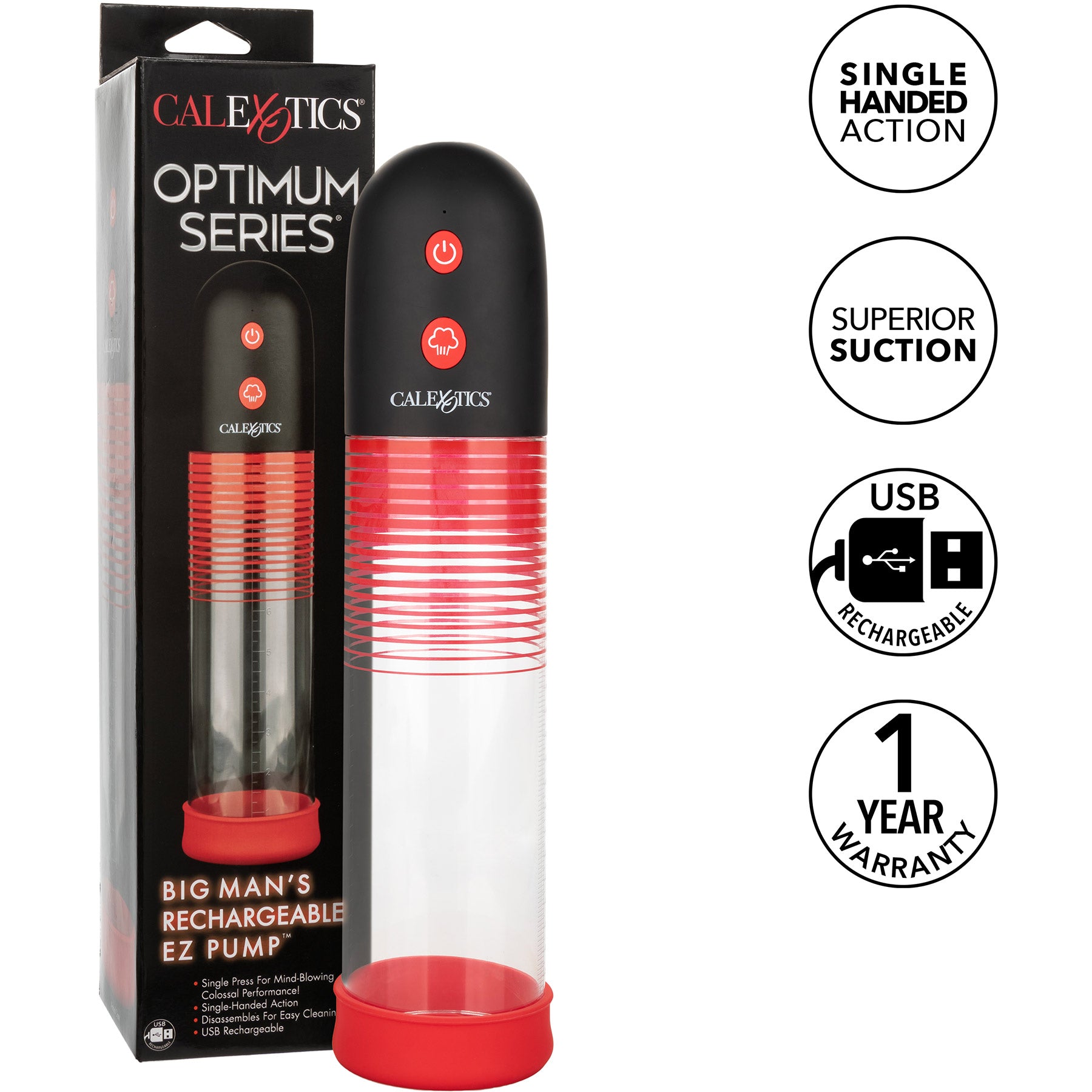 Optimum Series® Big Man's Rechargeable EZ Pump™ Penis Pump By CalExotics