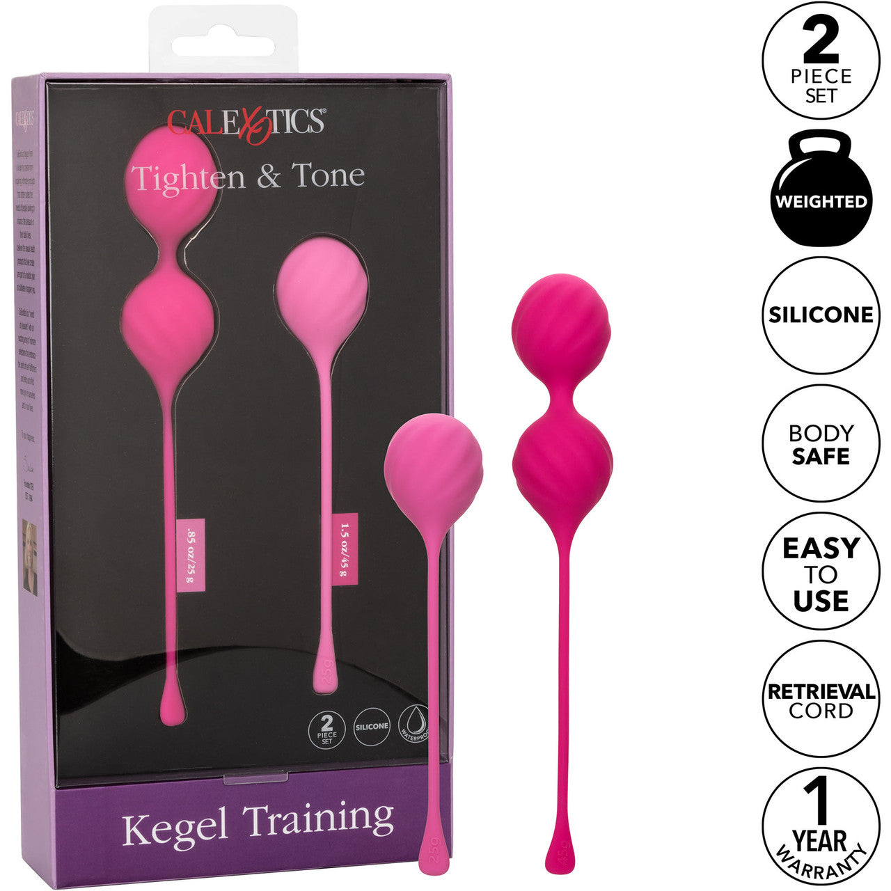 Kegel Training 2-Piece Silicone Set By CalExotics - Pink