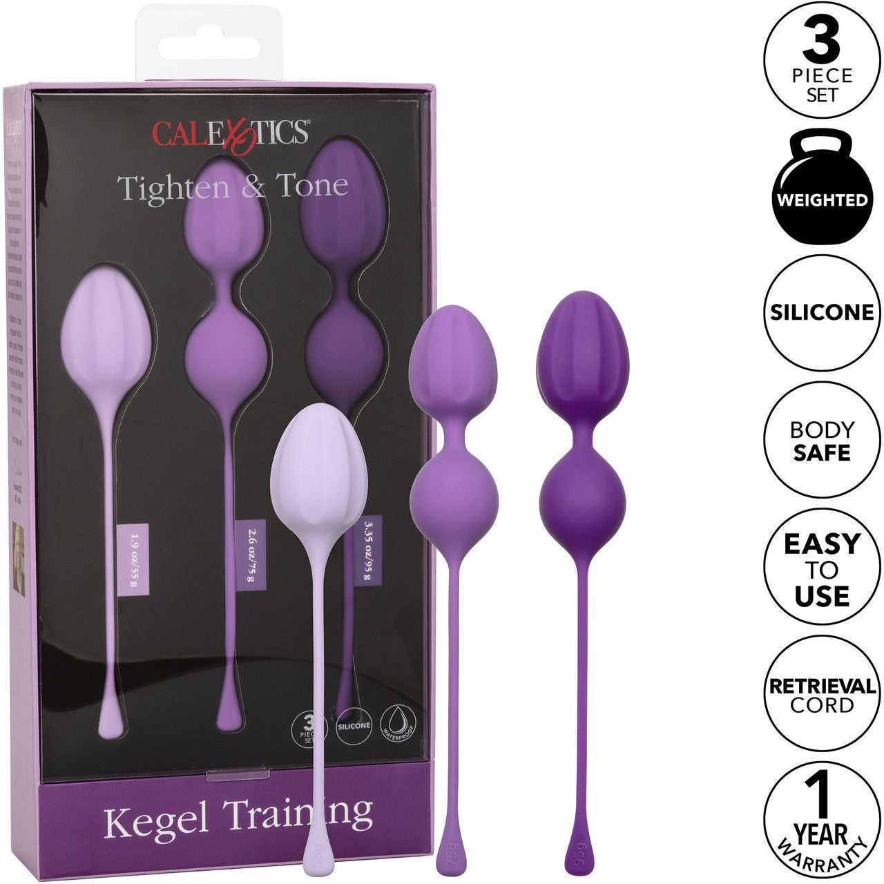 Kegel Training 3-Piece Silicone Set By CalExotics - Purple