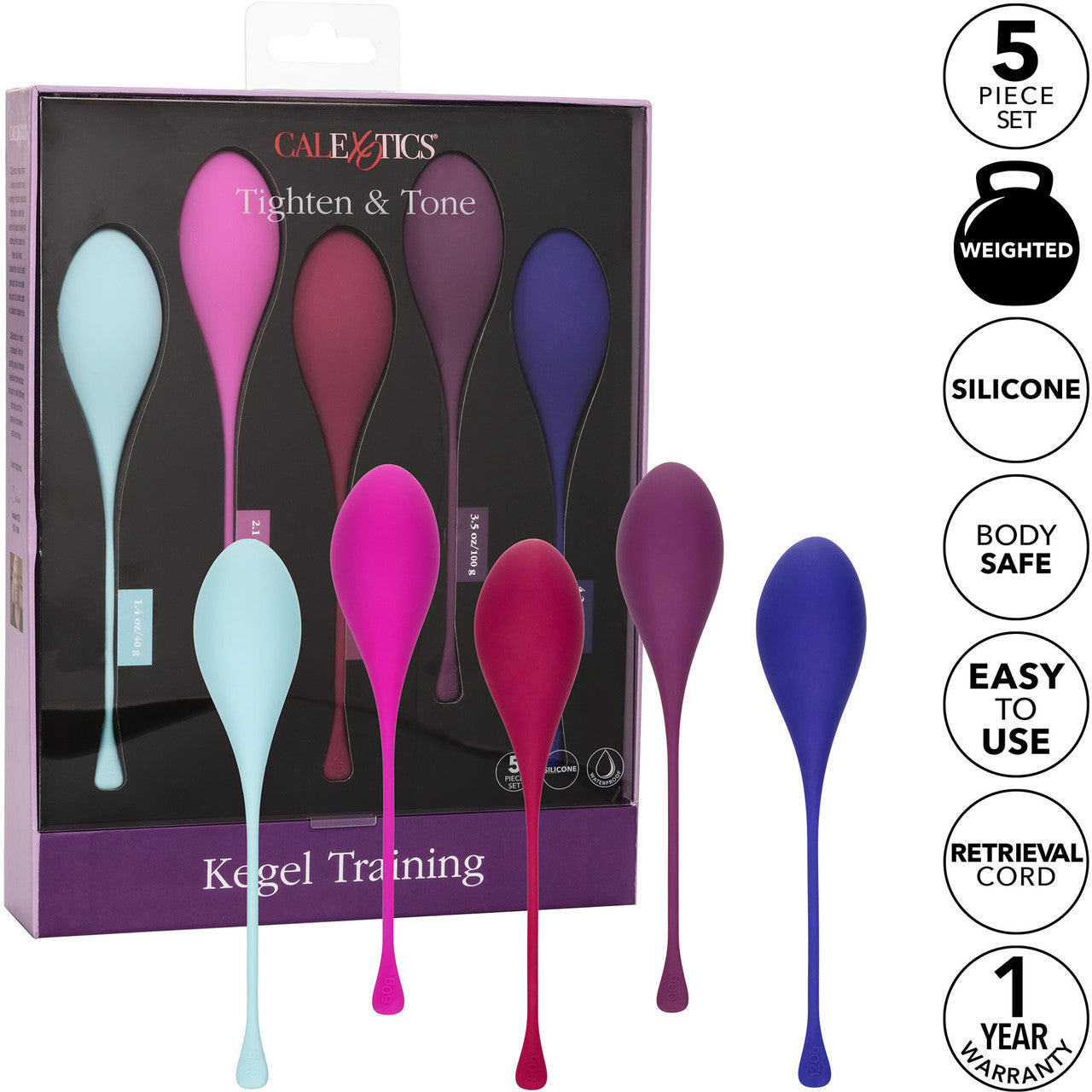 Kegel Training 5-Piece Silicone Set By CalExotics - Assorted Colors