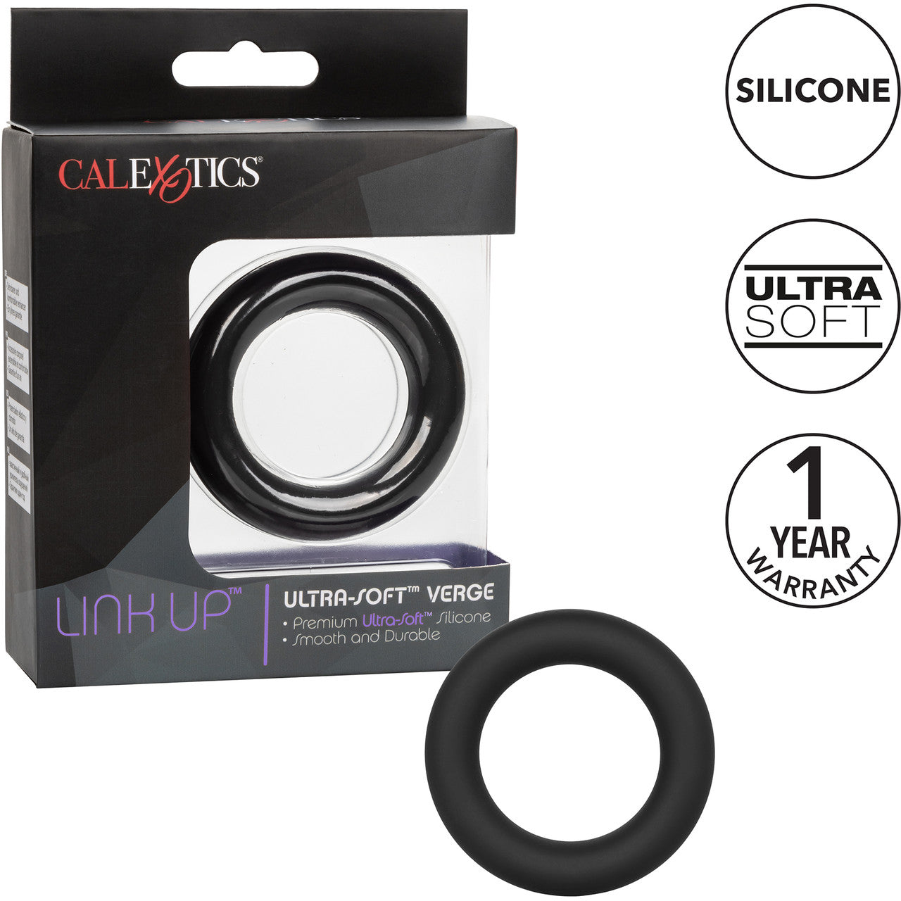 Link Up Ultra-Soft Verge Silicone Cock Ring By CalExotics - Black