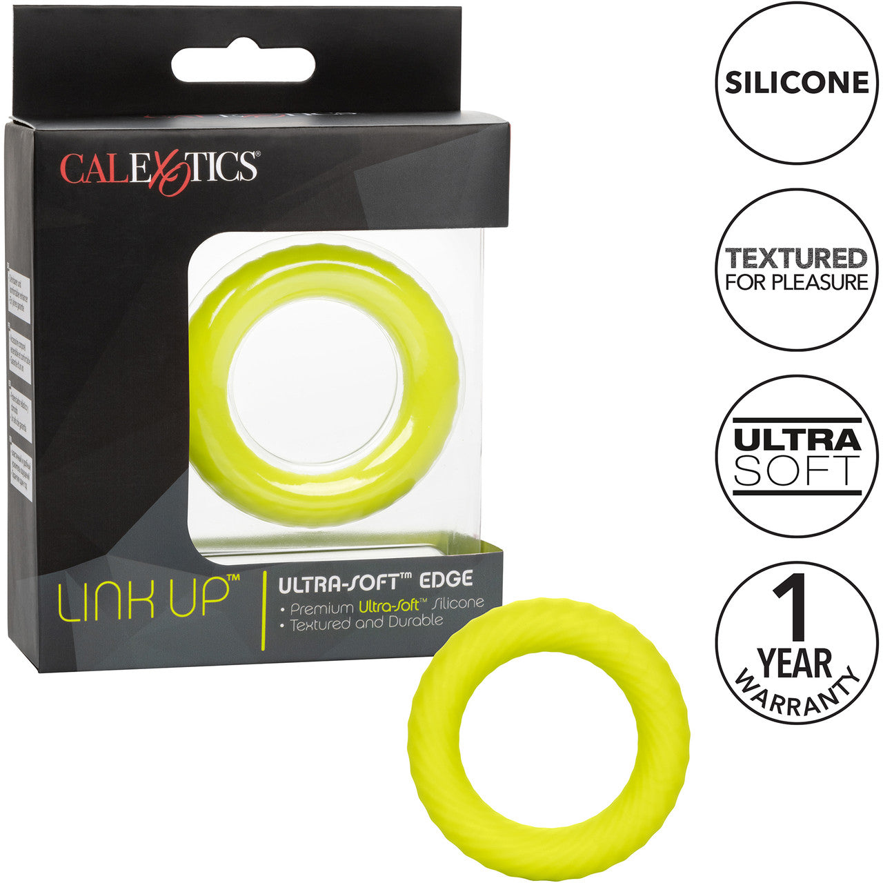 Link Up Ultra-Soft Edge Silicone Cock Ring By CalExotics - Yellow