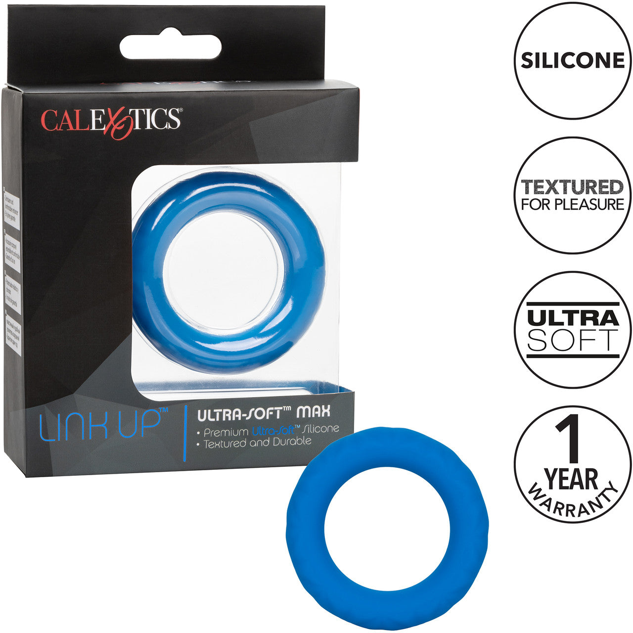 Link Up Ultra-Soft Max Silicone Cock Ring By CalExotics - Blue