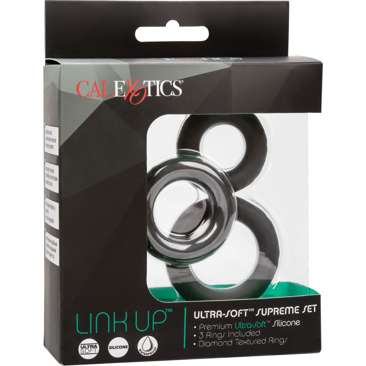 Link Up Ultra Soft Supreme Silicone Cock Rings Set (Set of 3) By CalExotics - Black