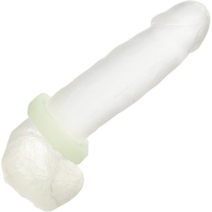 Alpha Glow In The Dark Liquid Silicone Prolong Medium Sexagon Cock Ring By CalExotics - White