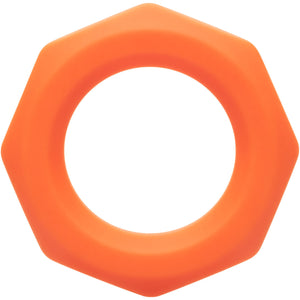 Alpha Liquid Silicone Sexagon Cock Ring By CalExotics - Orange