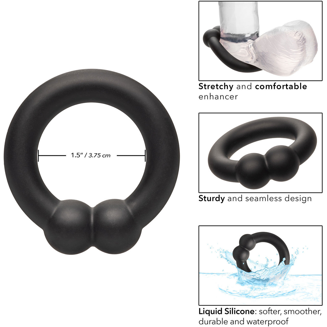 Alpha Liquid Silicone Muscle Cock Ring By CalExotics - Black